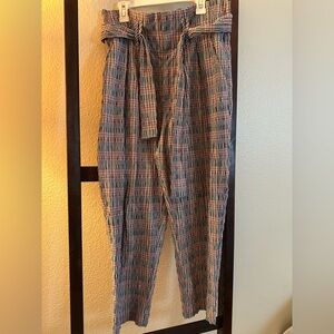 Anthropologie Red and Blue Plaid Pants